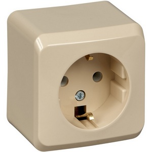 Изображение товара Розетка накладная с заземлением (кремовый) Systeme Electric Этюд PA16-003K