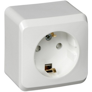 Изображение товара Розетка накладная с заземлением и шторками (белый) Systeme Electric Этюд PA16-004B