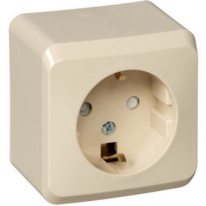 Изображение товара Розетка накладная с заземлением и шторками (кремовый) Systeme Electric Этюд PA16-004K