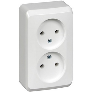 Изображение товара Розетка накладная двойная без заземления (белый) Systeme Electric Этюд PA16-005B
