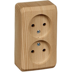 Изображение товара Розетка накладная двойная без заземления (сосна) Systeme Electric Этюд PA16-005D