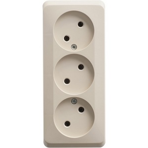 Изображение товара Розетка накладная тройная без заземления (кремовый) Systeme Electric Etude PA16-009K