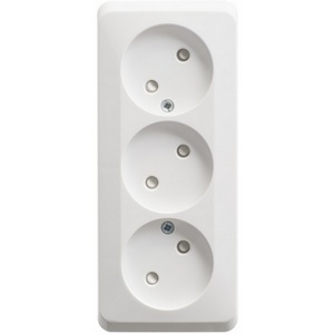 Изображение товара Розетка накладная тройная без заземления со шторками (белый) Systeme Electric Etude PA16-010B