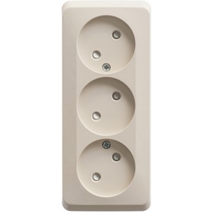 Изображение товара Розетка накладная тройная без заземления со шторками (кремовый) Systeme Electric Etude PA16-010K