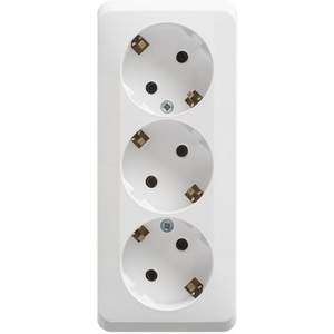 Изображение товара Розетка накладная тройная с заземлением (белый) Systeme Electric Etude PA16-011B