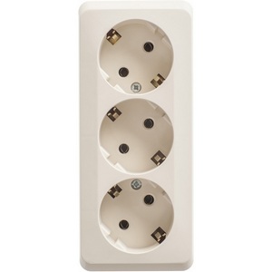 Изображение товара Розетка накладная тройная с заземлением (кремовый) Systeme Electric Etude PA16-011K