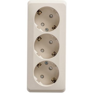 Изображение товара Розетка накладная тройная с заземлением и шторками (кремовый) Systeme Electric Etude PA16-012K