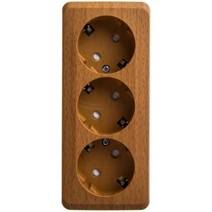 Изображение товара Розетка накладная тройная с заземлением и шторками (бук) Systeme Electric Etude PA16-012T