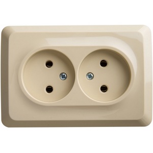 Изображение товара Розетка накладная двойная без заземления (кремовый) Systeme Electric Etude PA16-105K
