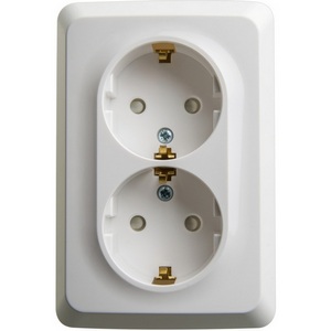 Изображение товара Розетка накладная двойная с заземлением и шторками (белый) Systeme Electric Etude PA16-108B