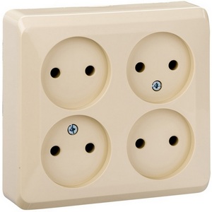 Изображение товара Розетка накладная четверная без заземления (кремовый) Systeme Electric Etude PA16-205K