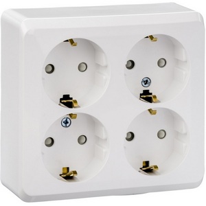 Изображение товара Розетка накладная четверная с заземлением и шторками (белый) Systeme Electric Etude PA16-208B