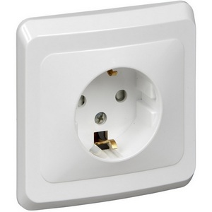 Изображение товара Розетка встраиваемая с заземлением и шторками (белый) Systeme Electric Этюд PC16-004B