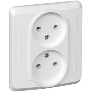 Изображение товара Розетка встраиваемая двойная без заземления (белый) Systeme Electric Этюд PC16-005B
