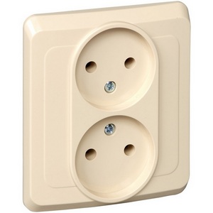 Изображение товара Розетка встраиваемая двойная без заземления (кремовый) Systeme Electric Этюд PC16-005K