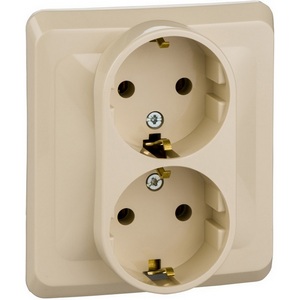 Изображение товара Розетка встраиваемая двойная с заземлением (кремовый) Systeme Electric Этюд PC16-007K