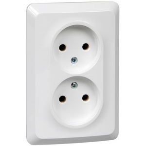 Изображение товара Розетка встраиваемая двойная без заземления (белый) Systeme Electric Etude PC16-105B