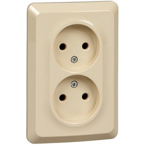 Изображение товара Розетка встраиваемая двойная без заземления (кремовый) Systeme Electric Etude PC16-105K