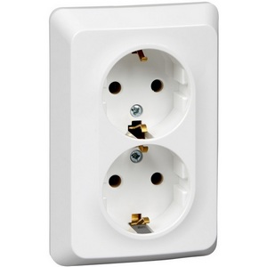 Изображение товара Розетка встраиваемая двойная с заземлением (белый) Systeme Electric Etude PC16-107B
