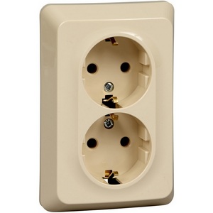 Изображение товара Розетка встраиваемая двойная с заземлением (кремовый) Systeme Electric Etude PC16-107K