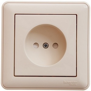 Изображение товара Розетка встраиваемая без заземления со шторками (слоновая кость) Systeme Electric RS16-151-28