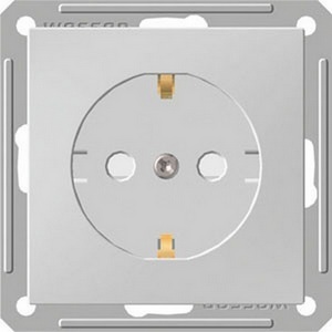 Изображение товара Розетка встраиваемая с заземлением и шторками (белый) Systeme Electric RS16-152-1-86