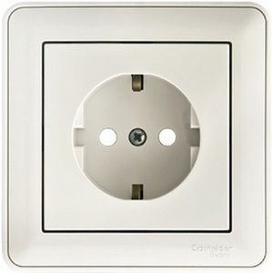 Изображение товара Розетка встраиваемая с заземлением и шторками (белый) Systeme Electric W59 RS16-152-18