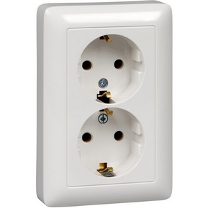 Изображение товара Розетка встраиваемая двойная с заземлением (белый) Systeme Electric HIT RS16-236-B