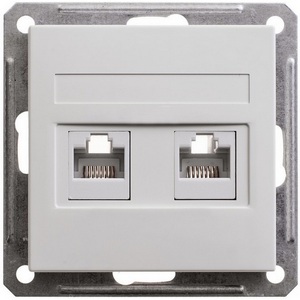 Изображение товара Розетка встраиваемая телефонная RJ-11 + Ethernet RJ-45 (белый) Systeme Electric W59 RSI-251TK5E-1-86