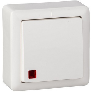Изображение товара Выключатель накладной одноклавишный с подсветкой (белый) Systeme Electric VA16-137-B