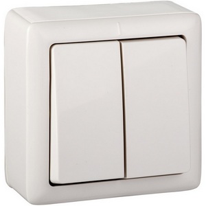 Изображение товара Выключатель накладной двухклавишный (белый) Systeme Electric VA56-232I-B