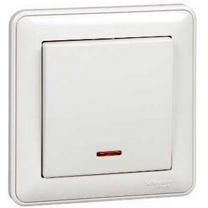 Изображение товара Выключатель встраиваемый одноклавишный с подсветкой (белый) Systeme Electric W59 VS110-153-18