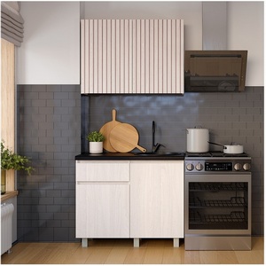 Изображение товара Готовая кухня БТС Тренд 1.0 м, Ясень белый, Черный янтарь