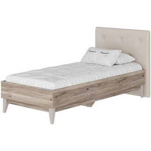 Изображение товара Кровать односпальная металлическим односпальная с мягким изголовьем БТС 90х200 с мягким изголовьем Скандика