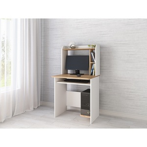 Изображение товара Стол с деревянной столешницей стационарный компьютерный ТЭКС Грета-1, белый/дуб крафт