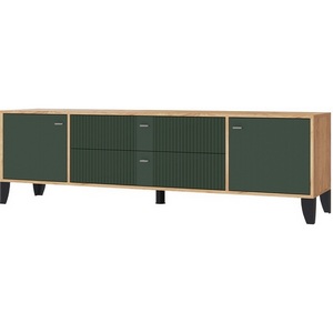 Изображение товара Тумба под телевизор ТЭКС Парус-10, Дуб крафт золотой, Карбон дарк грин