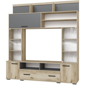 Изображение товара Стенка ТЭКС в гостиную Оскар-18 ОГЦС-2, Дуб Делано, Графит серый