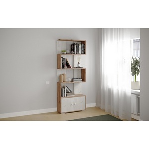 Изображение товара Стеллаж для книг деревянный белый ТЭКС Ромео-2, Дуб крафт табачный, дуб крафт белый