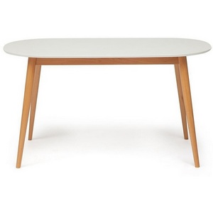 Изображение товара Стол обеденный (Макс) Белый+Натуральный ( Бук, основание бук, столешница мдф) 9582 (овальная столешница, 4 ножки)