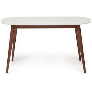 Изображение товара Стол обеденный (Макс) основание бук, столешница мдф, х 75см, Белый + Коричневый Max (овальная столешница, 4 ножки)