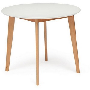Изображение товара Стол обеденный (Боско) Белый+Натуральный ( Бук, основание бук, столешница мдф) 9585 (круглая столешница, 4 ножки)
