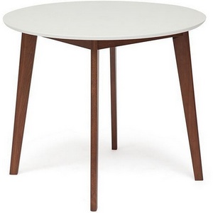 Изображение товара Стол обеденный (Боско) Белый + Коричневый (основание бук, столешница мдф) 9585 (круглая столешница, 4 ножки)