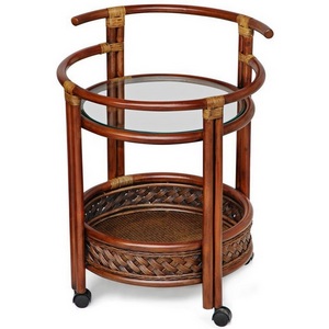 Изображение товара Барный столик на колесах сервировочный Pecan Washed (античн. орех) 6281 (круглая столешница, 4 ножки)