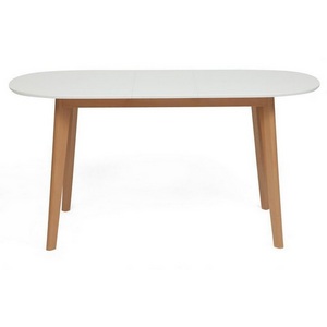Изображение товара Стол вставка-бабочка обеденный раскладной (Боско) основание бук, столешница мдф, 120+30*80см, Белый+Натуральный ( Бук) Bosco (овальная столешница, 4 ножки)