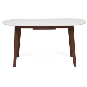 Изображение товара Стол вставка-бабочка обеденный раскладной (Боско) Белый + Коричневый (основание бук, столешница мдф) 10471 (овальная столешница, 4 ножки)
