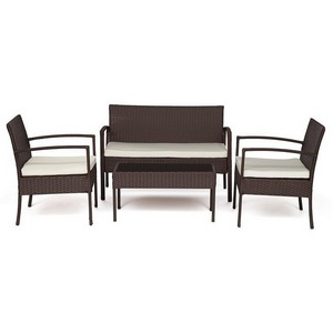 Изображение товара Лаундж сет (диван+2кресла+столик+подушки) (mod. 210000) коричневый, ткань: DB-02 (пластиковый ротанг) 110393