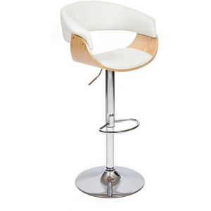 Изображение товара Барный стул с регулировкой высоты белый VIMTA (mod.4021S) белый/натуральный/хром (металл/дерево/экокожа) 112751