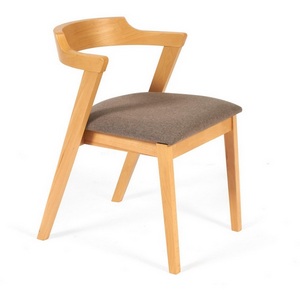 Изображение товара Стул для гостиной деревянный с подлокотниками мягкое сидение (Верса) Натуральный + коричневый (каркас бук, сиденье ткань) 113031