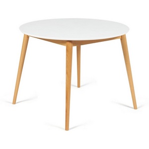 Изображение товара Стол вставка-бабочка раскладной обеденный (Боско) Белый+Натуральный ( Бук, основание бук, столешница мдф) 113033 (круглая столешница, 4 ножки)