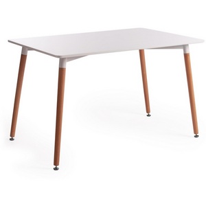 Изображение товара Стол на 4 персоны (mod. T1001) МДФ/дерево, х см, (Белый)/(натуральный) John (прямоугольная столешница, 4 ножки)